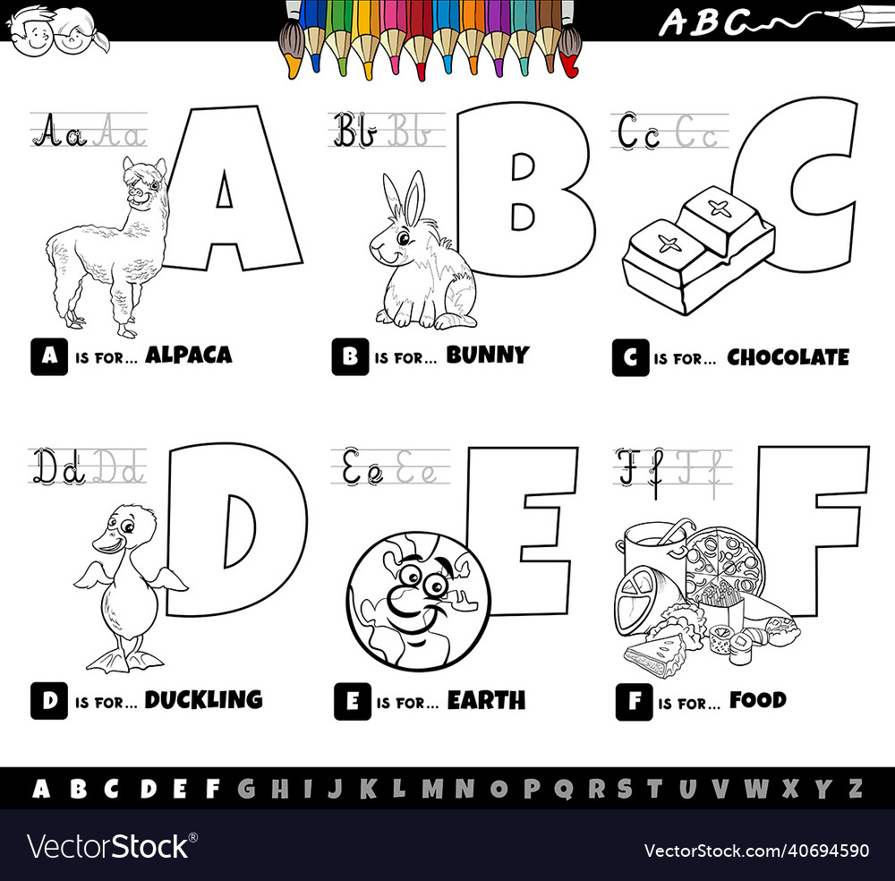 Educational cartoon alphabet letters set from Vector Image