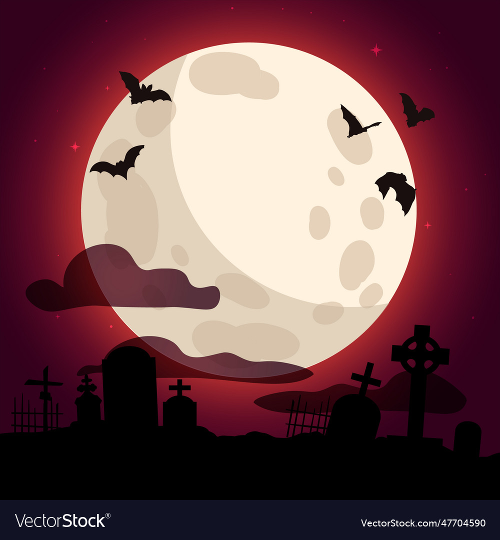 Full red moon isolated on red background Vector Image