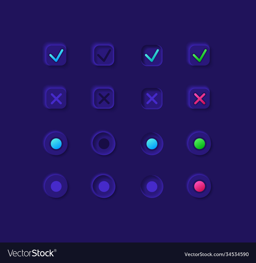 Option boxes ui elements kit vector image Option boxes ui elements kit