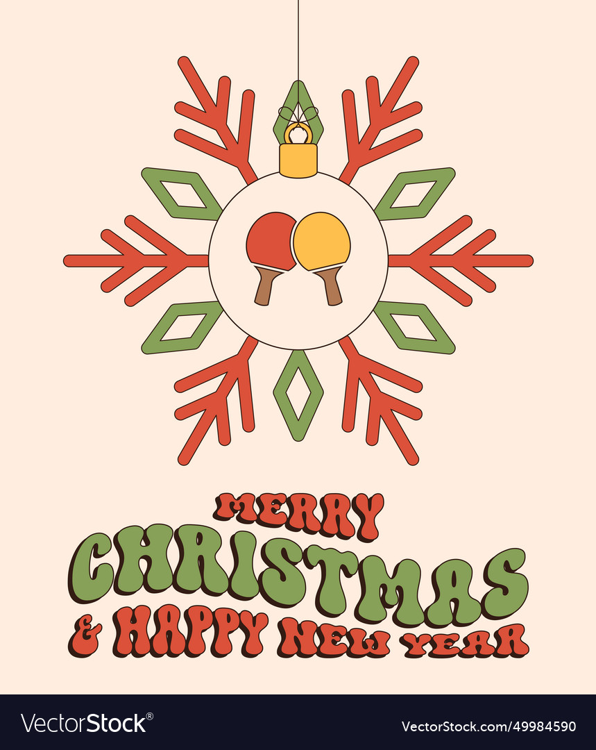 Ping pong merry christmas and happy new year Vector Image