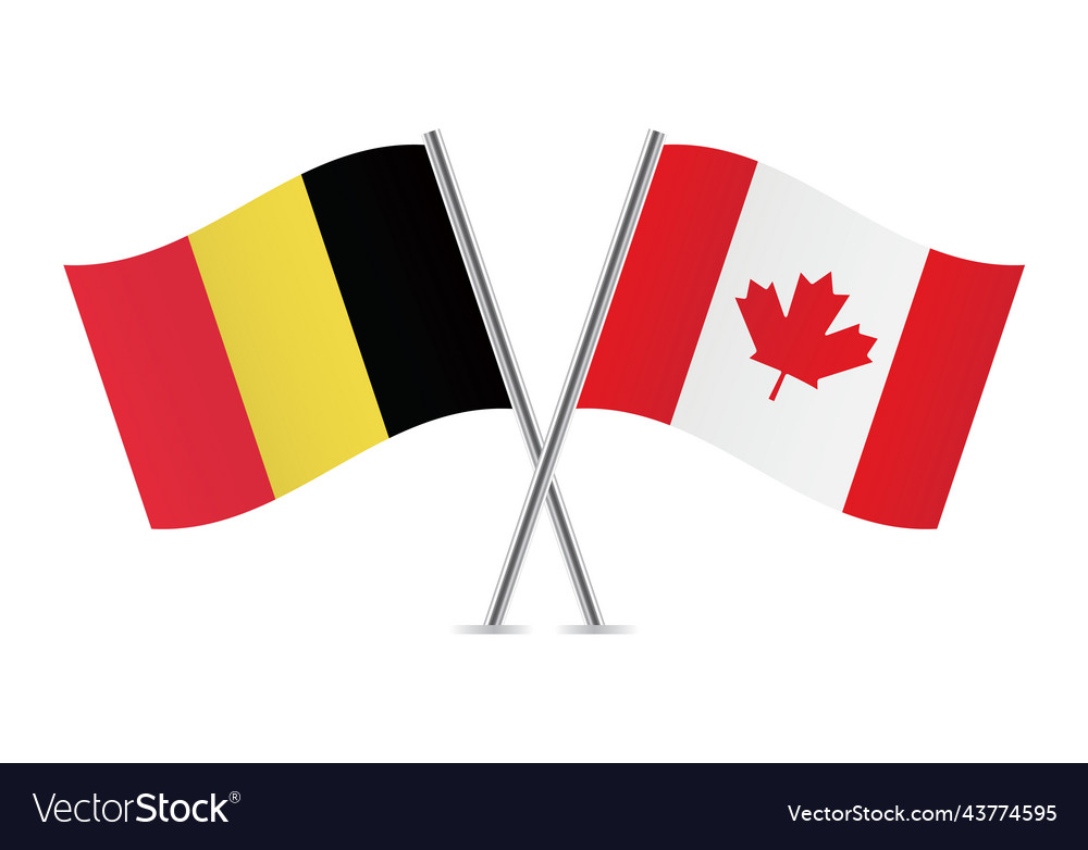 Belgium and canada crossed flags Royalty Free Vector Image
