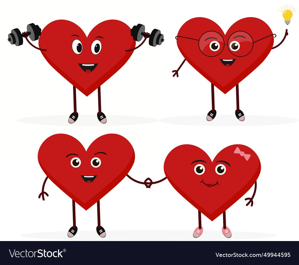 Cartoon heart character cute love symbols