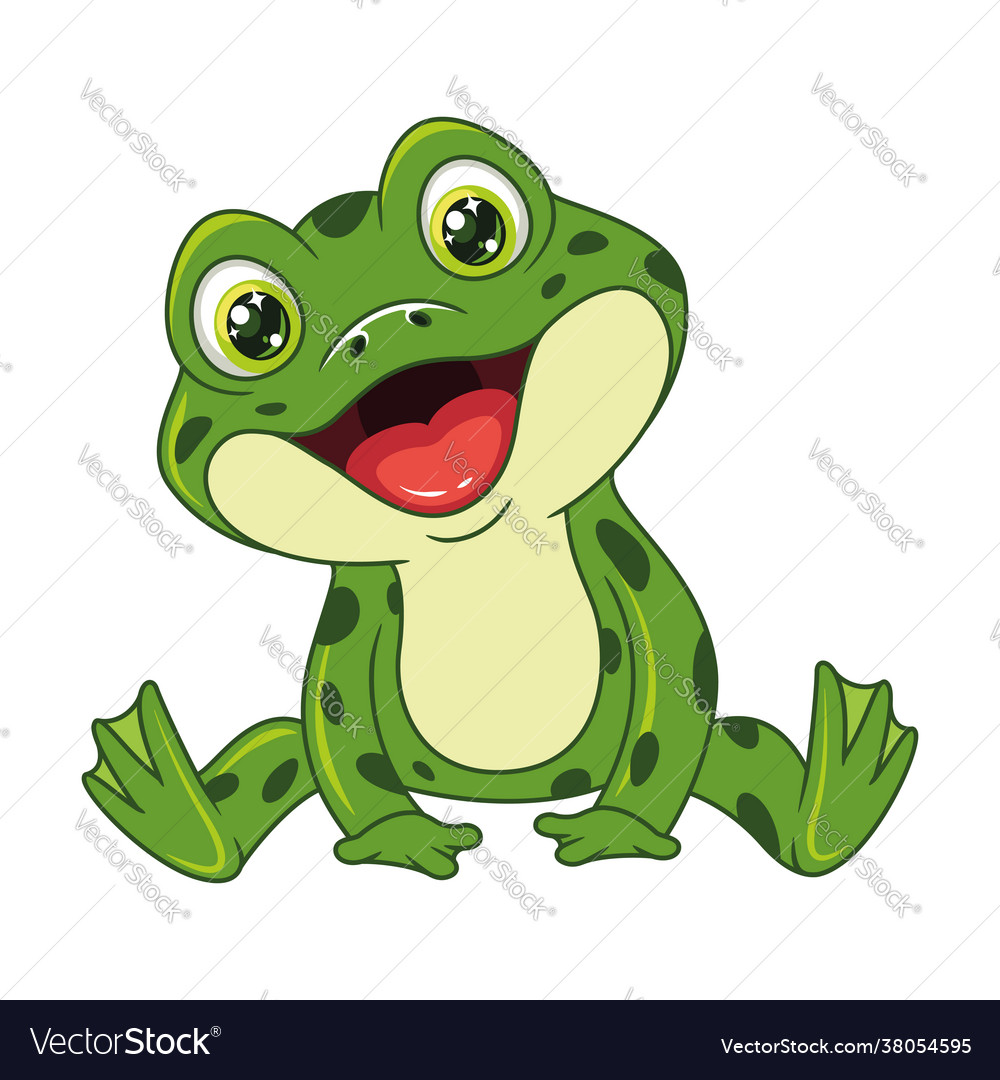 Croaking green frog sitting Royalty Free Vector Image