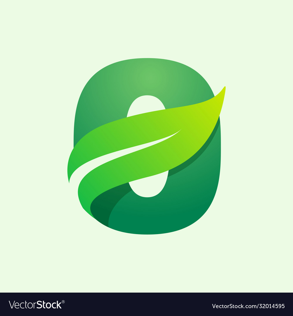 Ecology o letter logo with green leaf