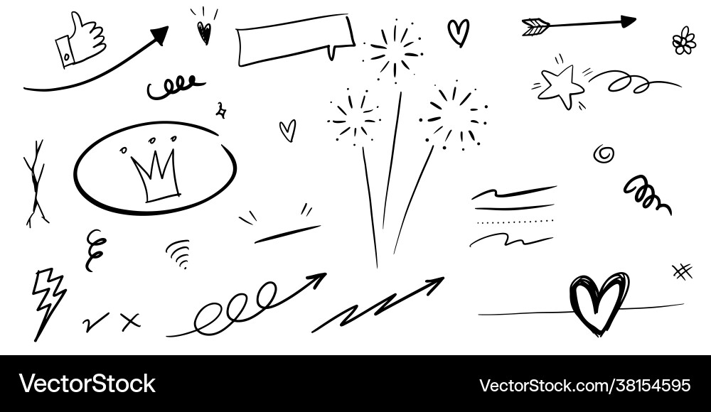 Hand drawn set curly swishes swashes swoops Vector Image