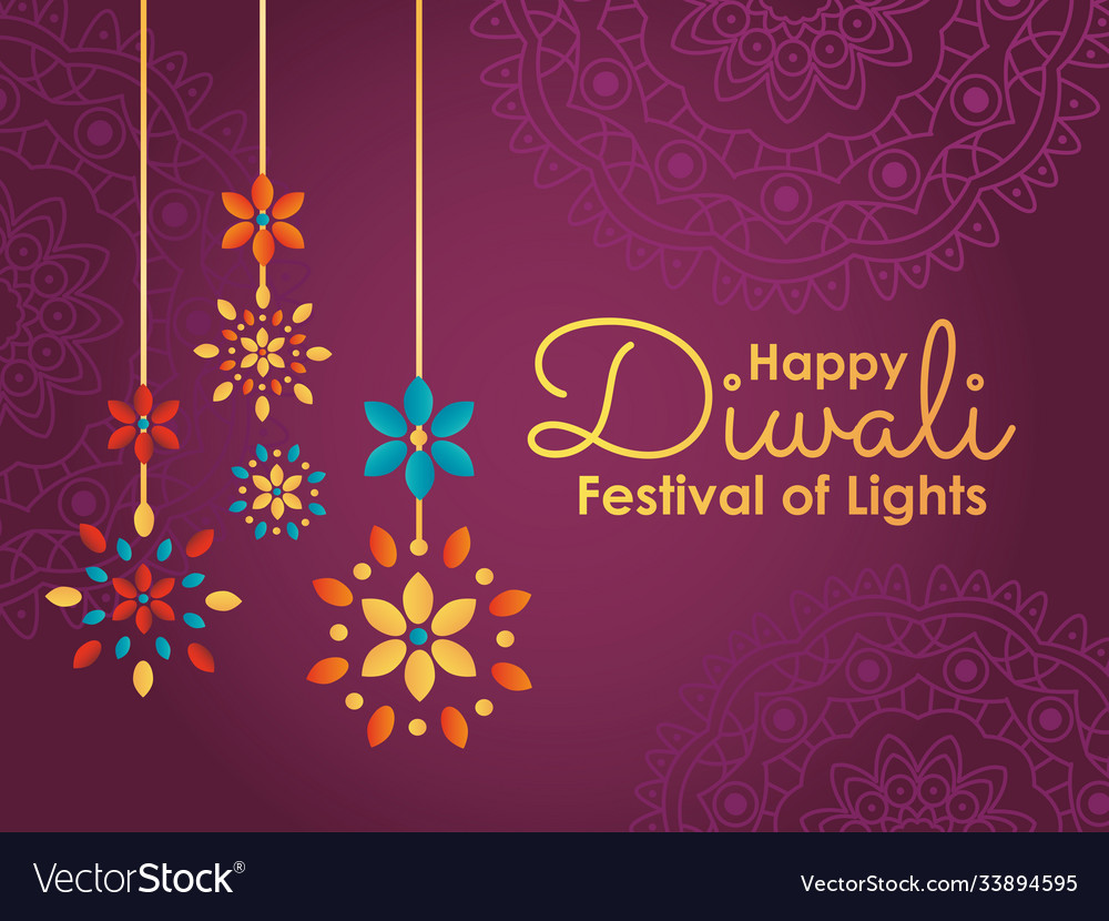 Happy diwali design with decorative rangolis Vector Image