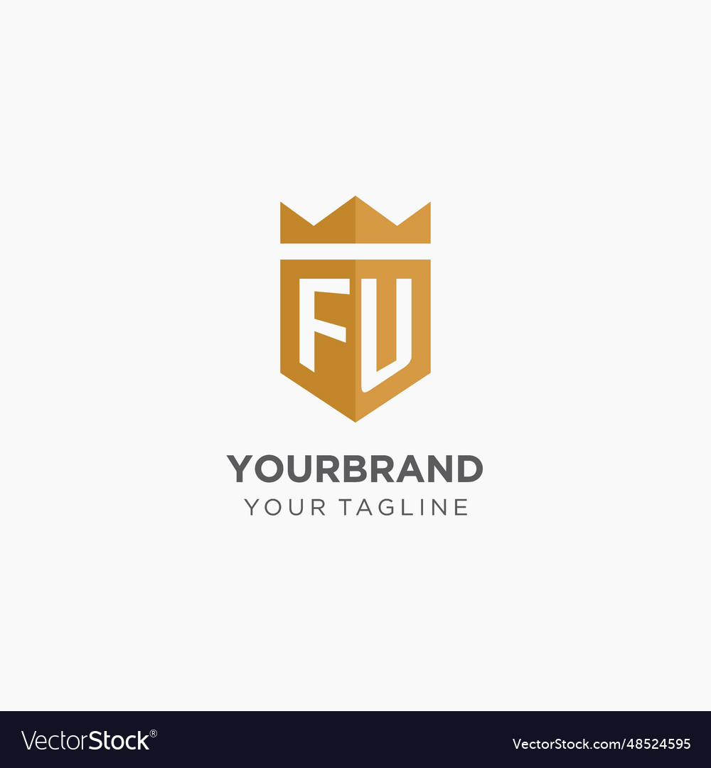 Monogram fu logo with geometric shield and crown