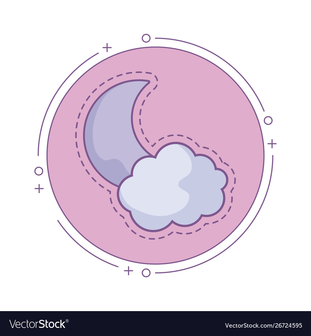 Patch moon with cloud in frame circular