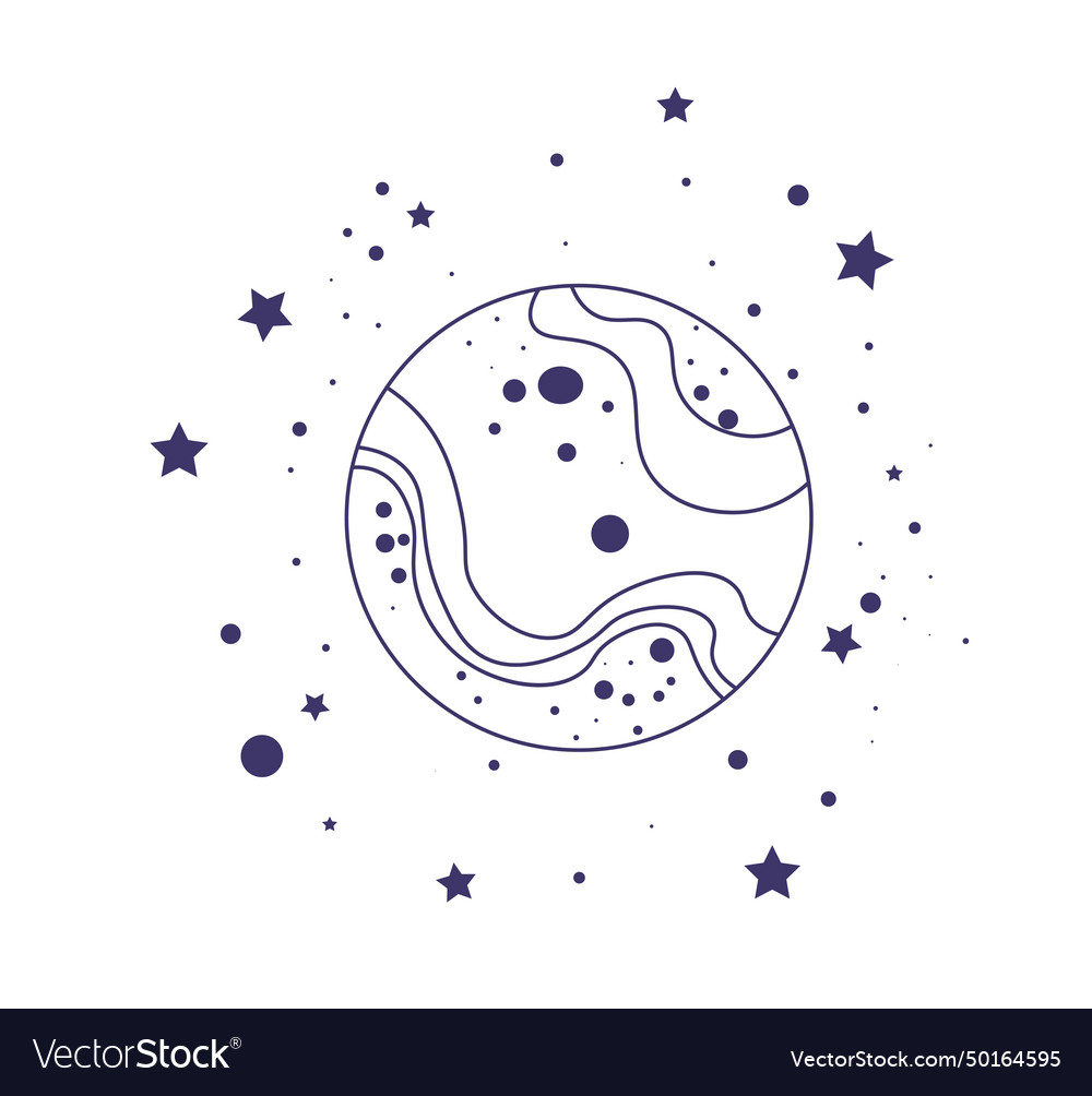 Planet in cosmos with stars and dots design Vector Image