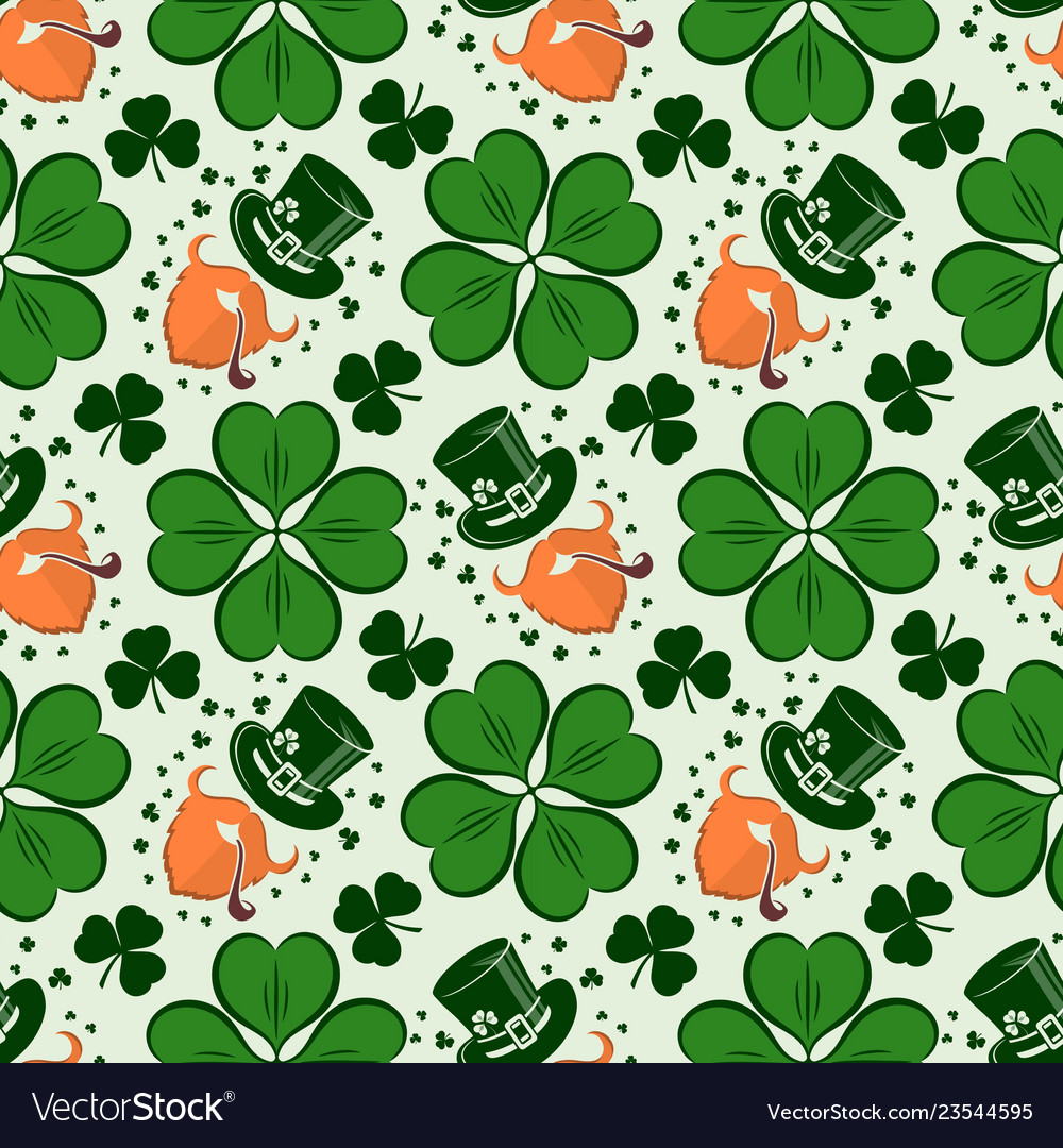 St patricks day seamless pattern with leprechaun