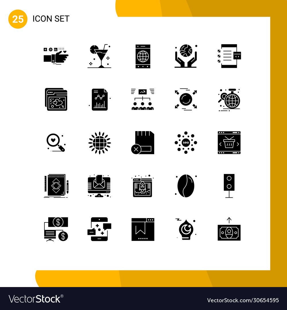 Universal icon symbols group 25 modern solid