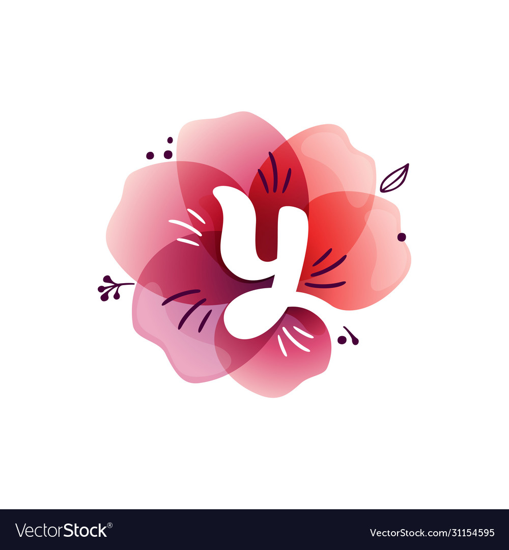 Y letter logo at watercolor overlapping flower