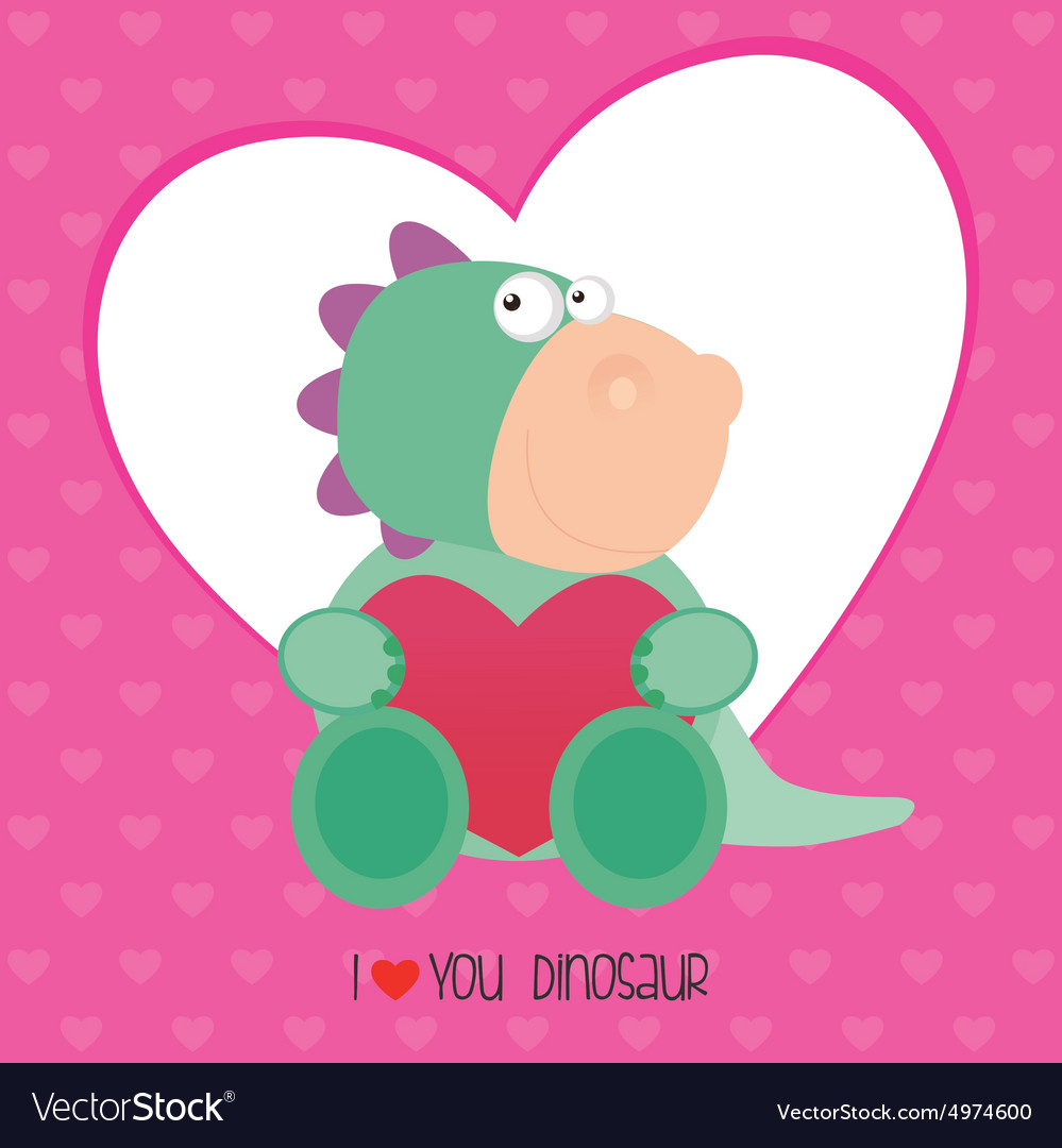 Abstract cute dinosaur on a special love