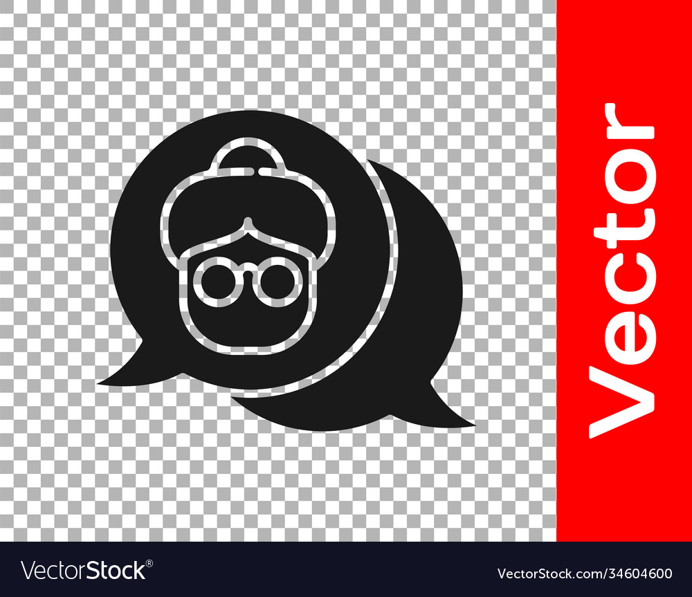 Black grandmother icon isolated on transparent Vector Image