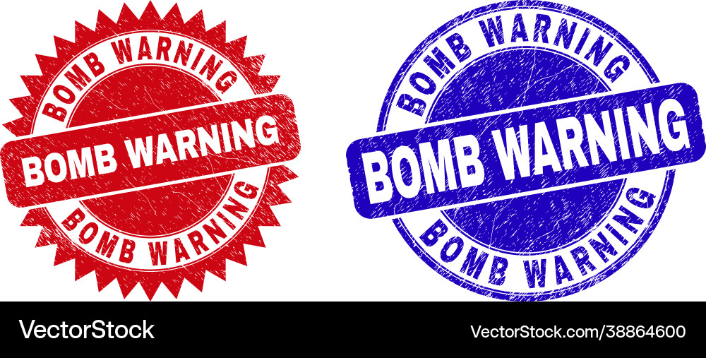 Bomb warning round and rosette stamp seals Vector Image