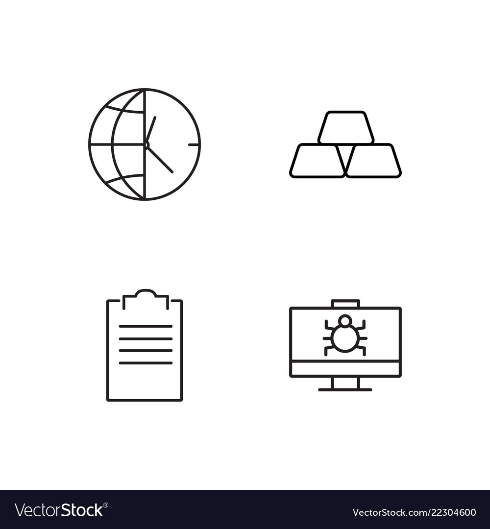 Business simple outlined icons set