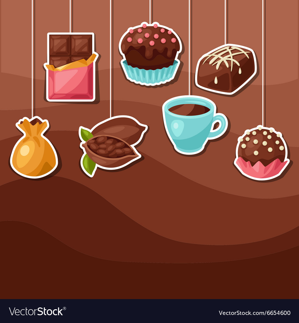 Chocolate background with various tasty sweets