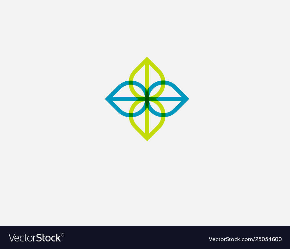 Geometric linear logo icon four leaves plants