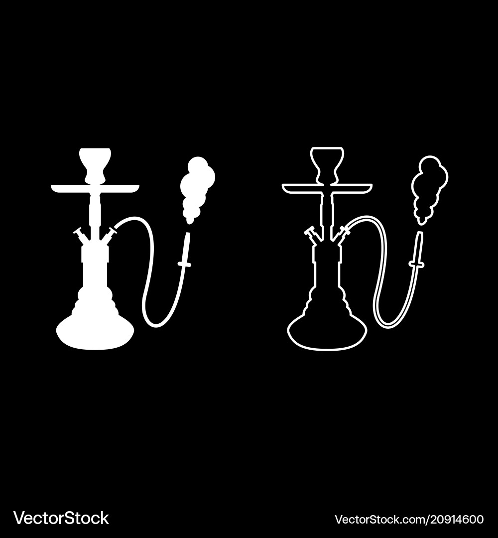 Hookah shisha icon set white color flat style Vector Image