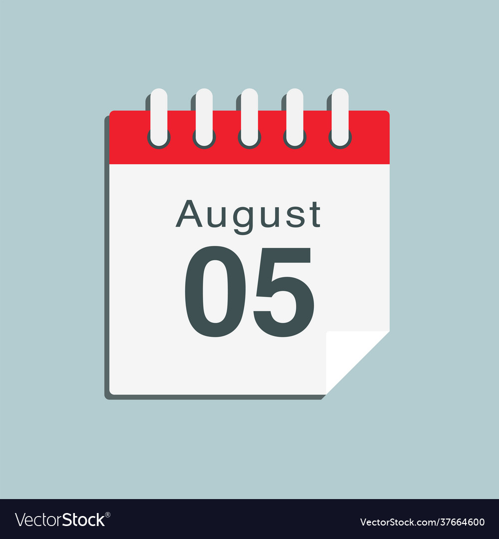 Icon day date 5 august template calendar page Vector Image