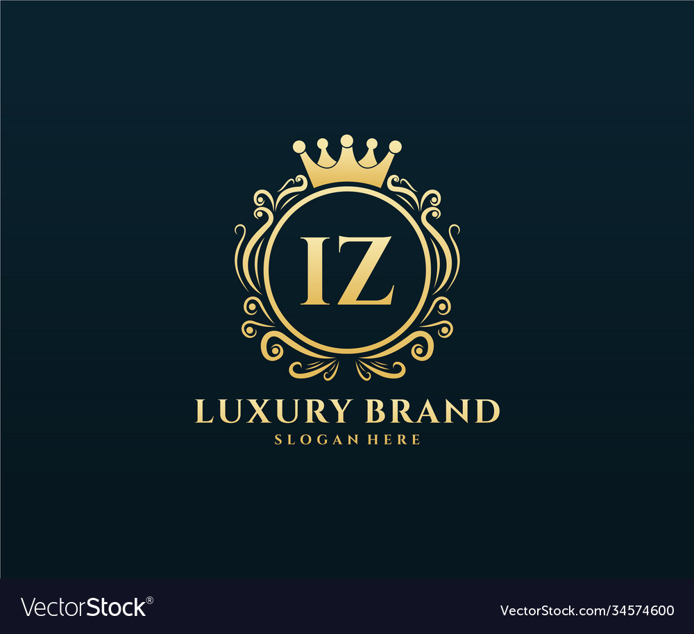 Iz initial letter gold calligraphic feminine Vector Image