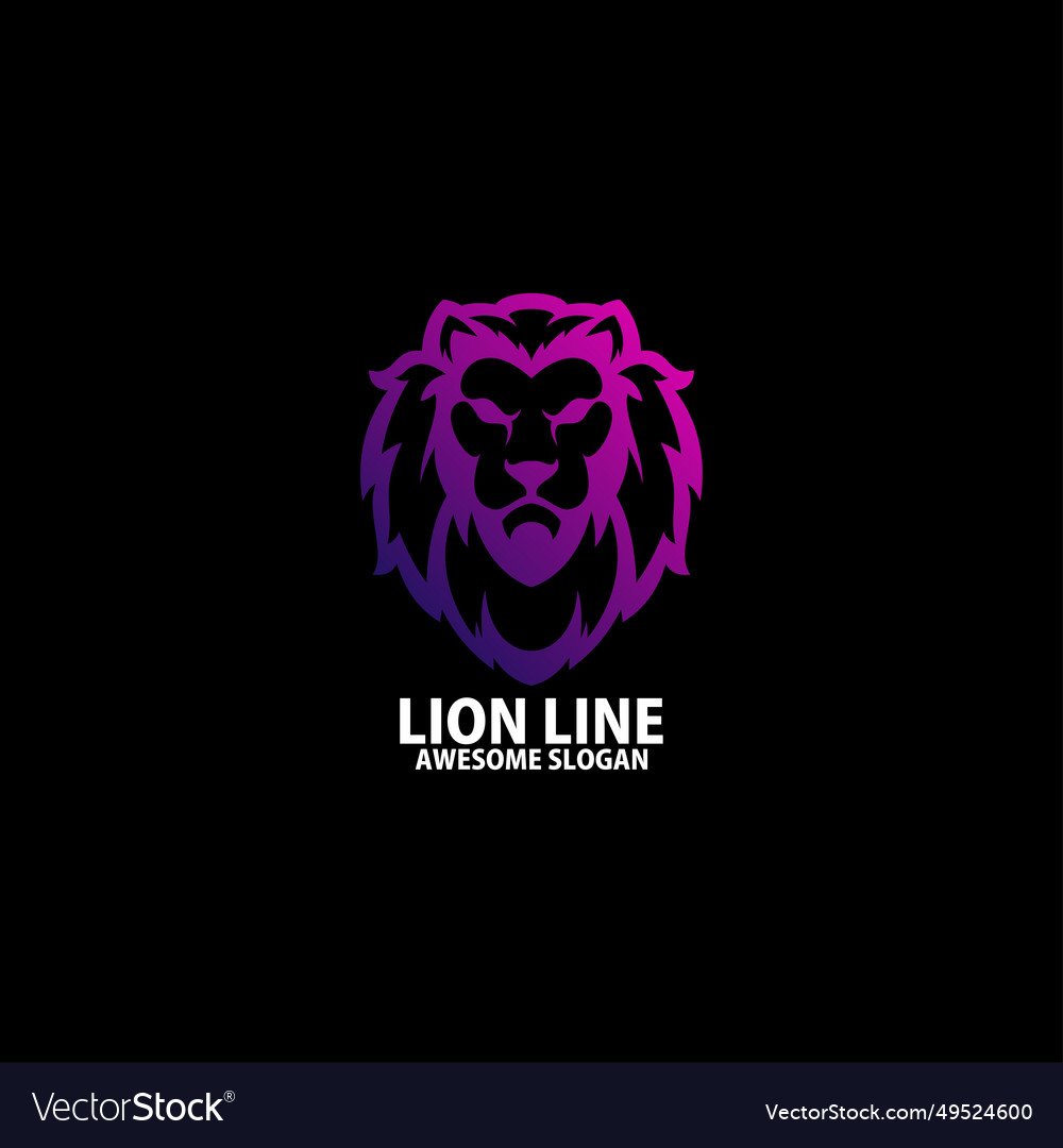 Lion head logo design gradient line art Royalty Free Vector