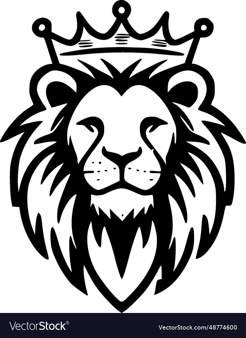 Lion With Crown Minimalist And Simple Royalty Free Vector