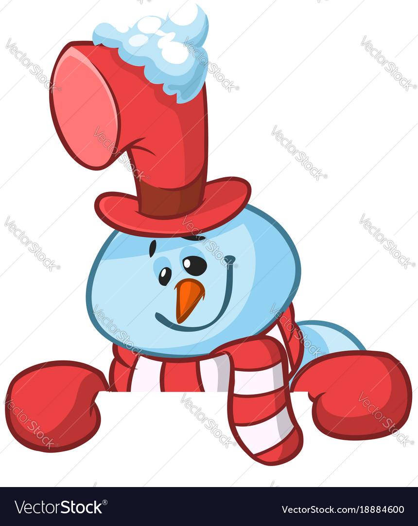 Little cute smiling snowman with scarf cartoon Vector Image