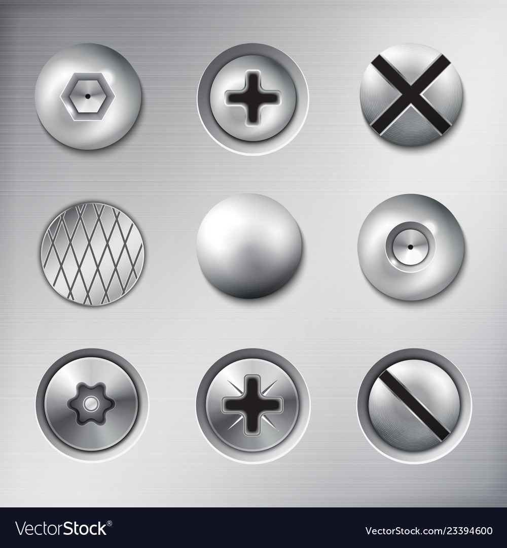 Realistic attached fasteners set Royalty Free Vector Image