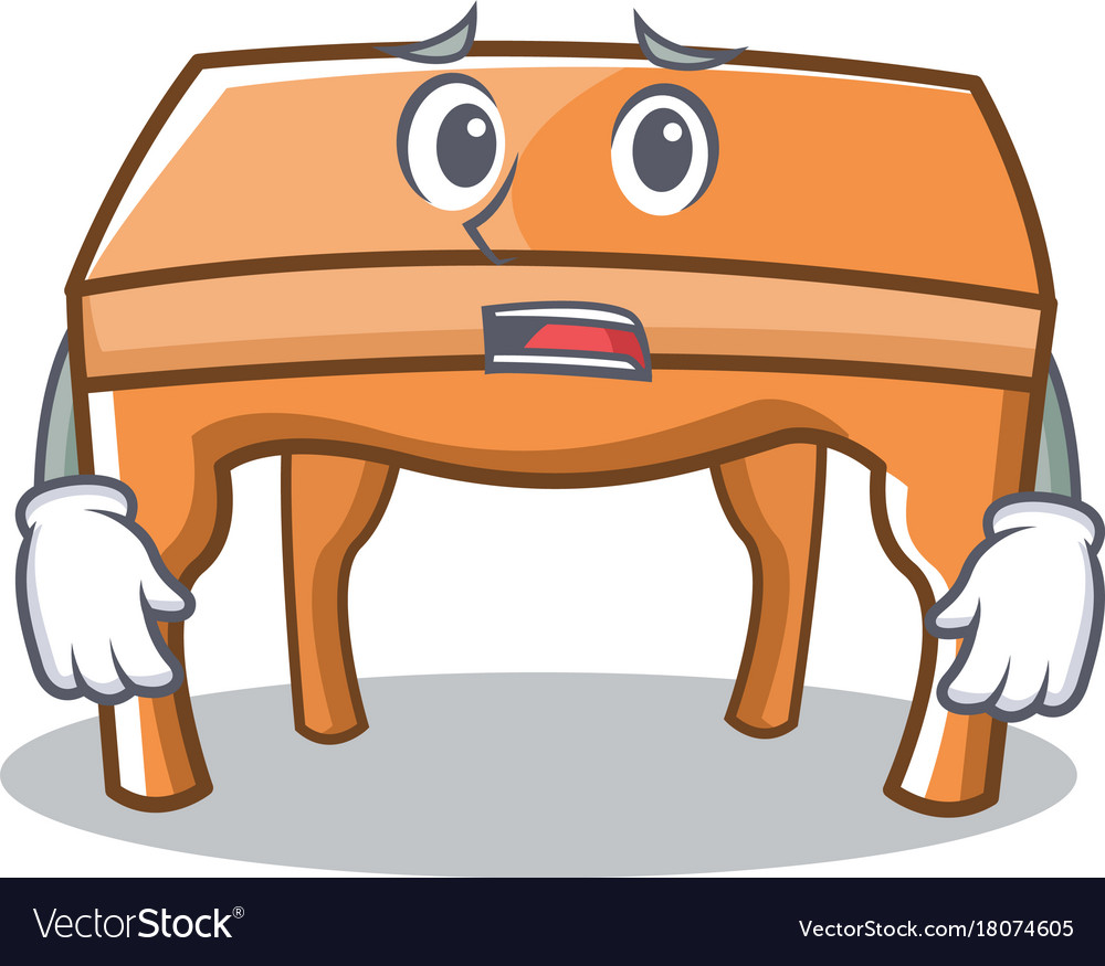 Afraid table character cartoon style