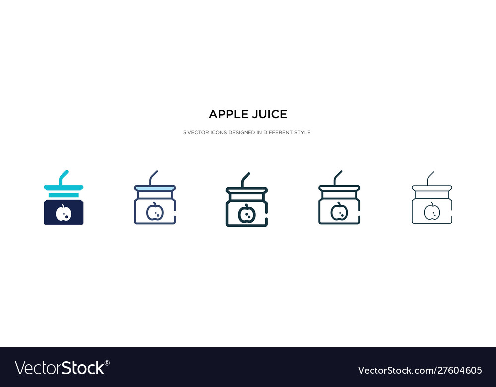 Apple juice icon in different style two colored