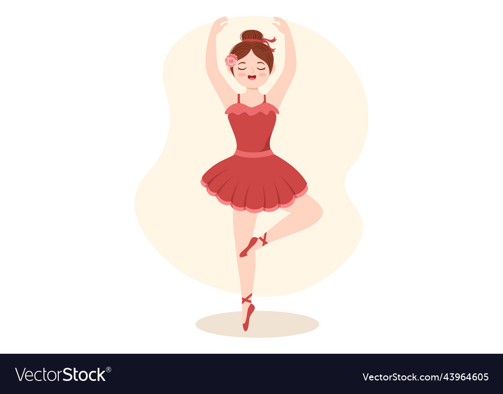 Ballet template hand drawn cartoon flat female