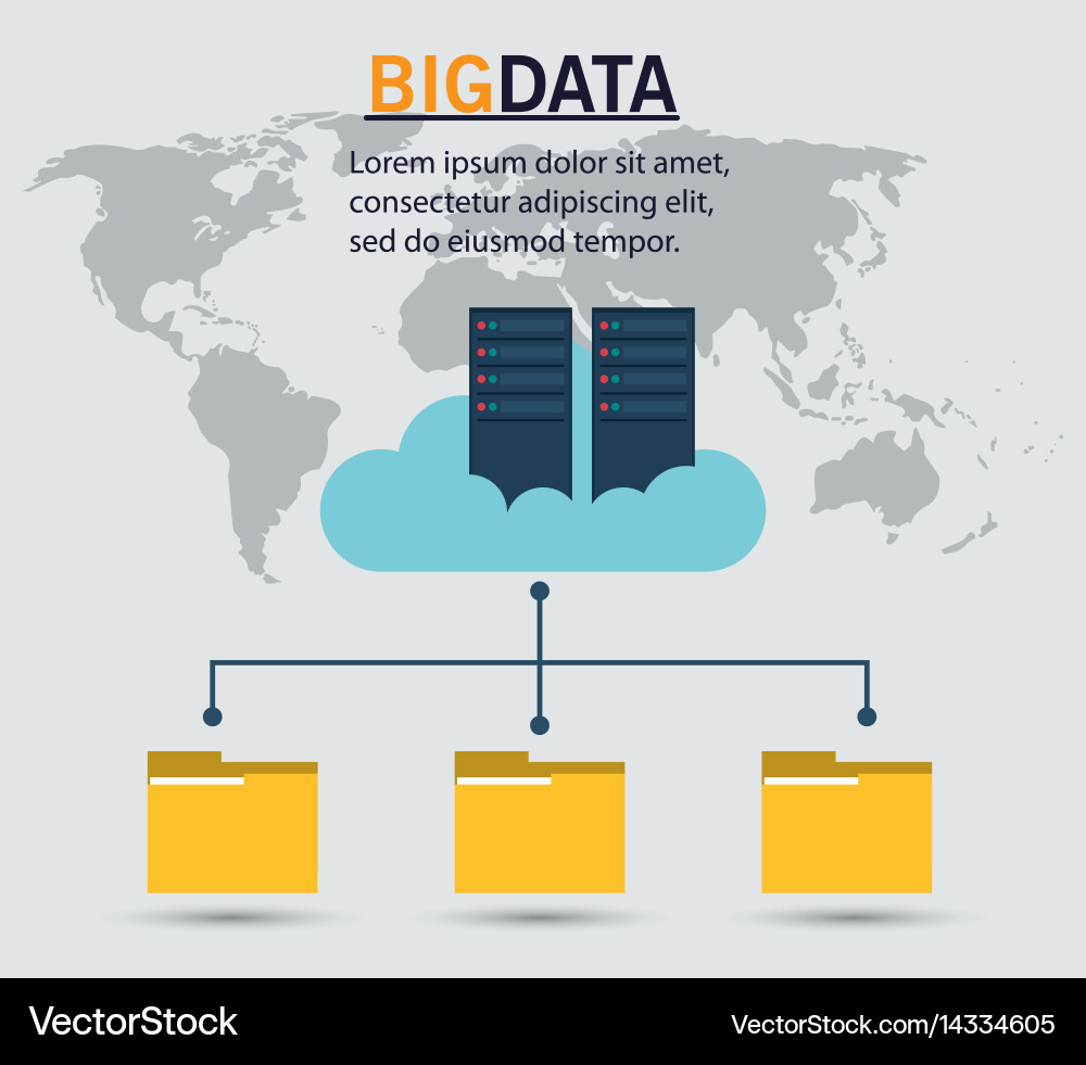 Big data server cloud folder file Royalty Free Vector Image