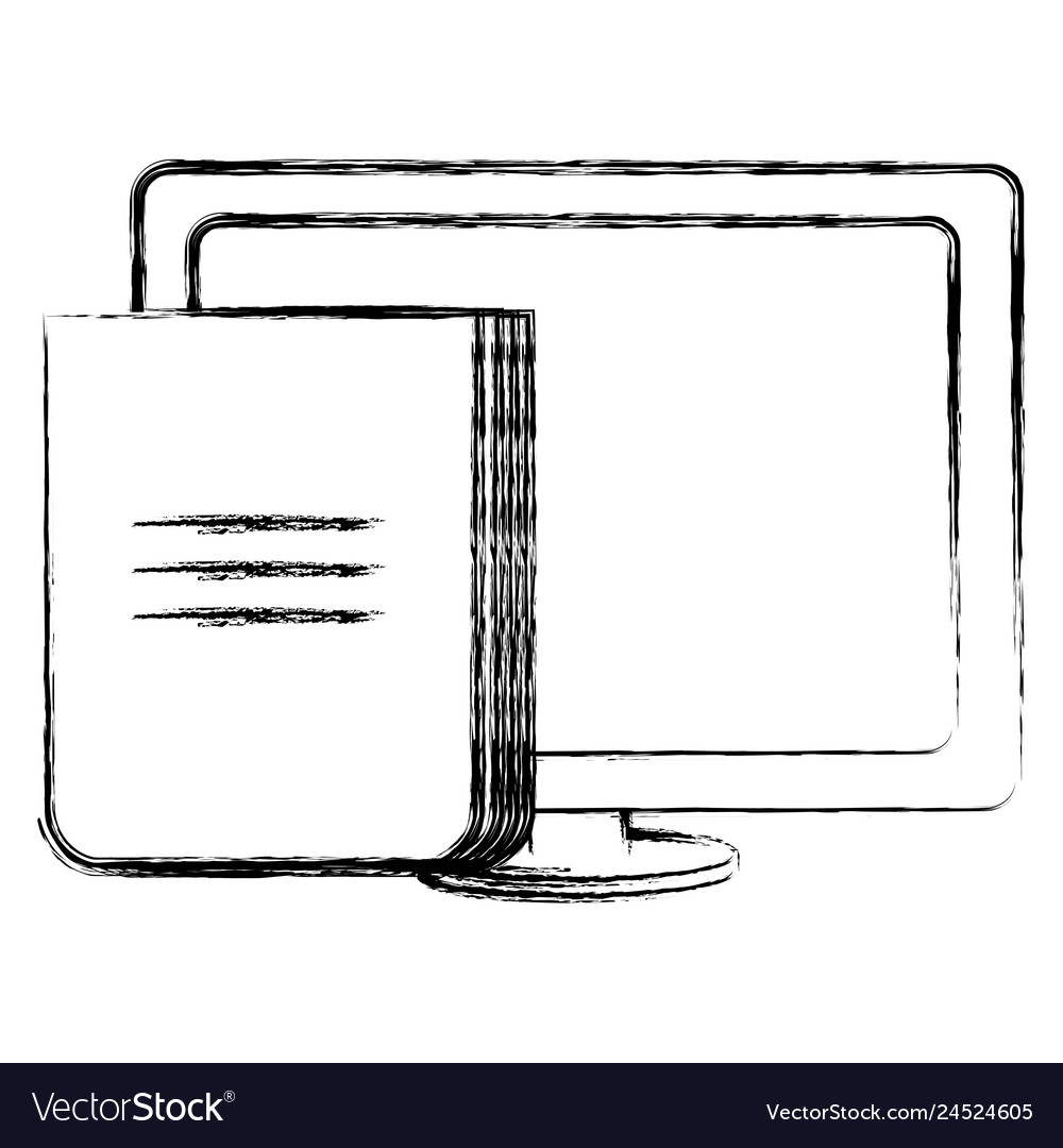 Computer desktop display with documents vector image Computer desktop display with documents