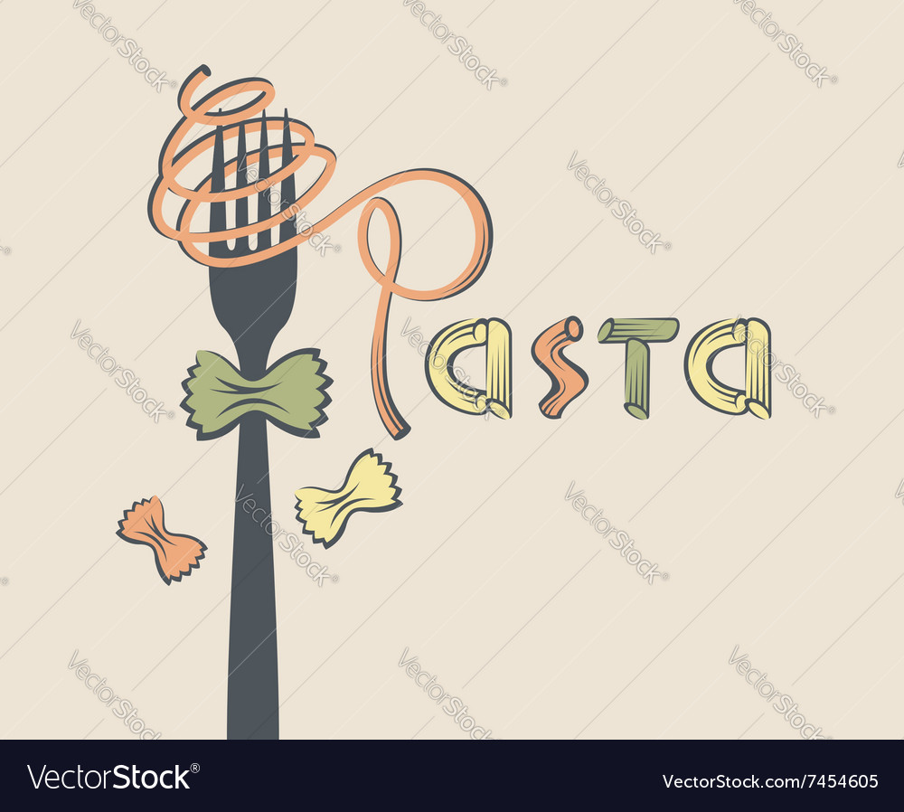 Fork with pasta Royalty Free Vector Image - VectorStock