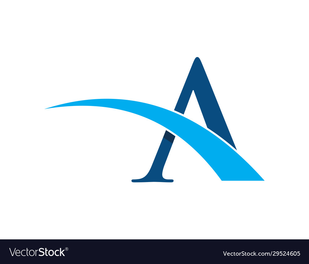 Initial Letter A With Swoosh In Blue And Cyan Vector Image