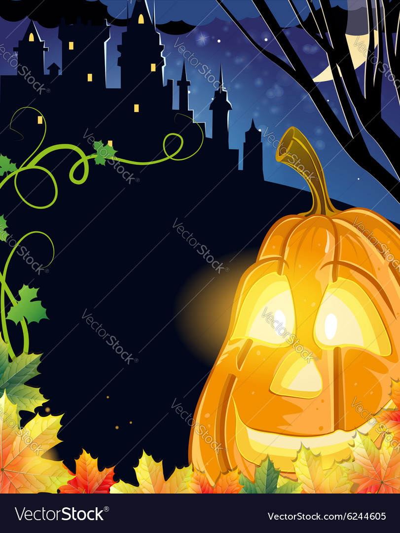 Jack O Lantern Near The Haunted Castle Royalty Free Vector