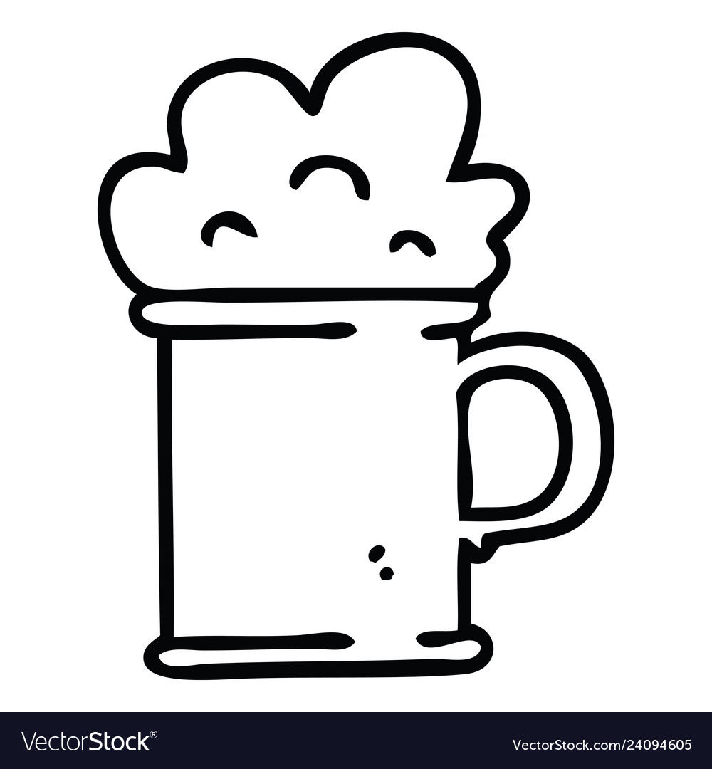 Quirky line drawing cartoon tankard of beer Vector Image Quirky line drawing cartoon tankard of beer Vector Image
