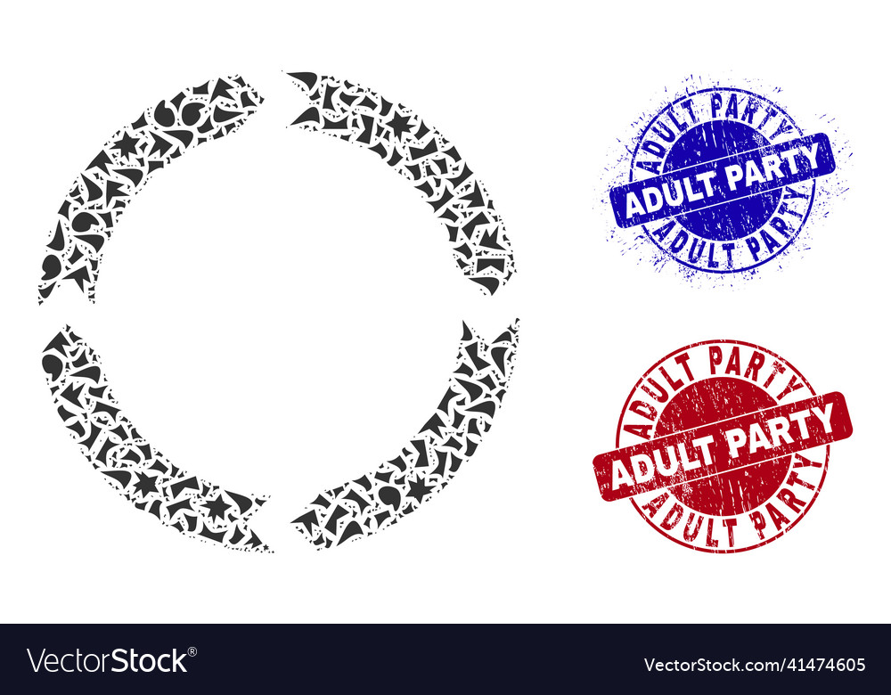 Rotation mosaic of fractions with adult party