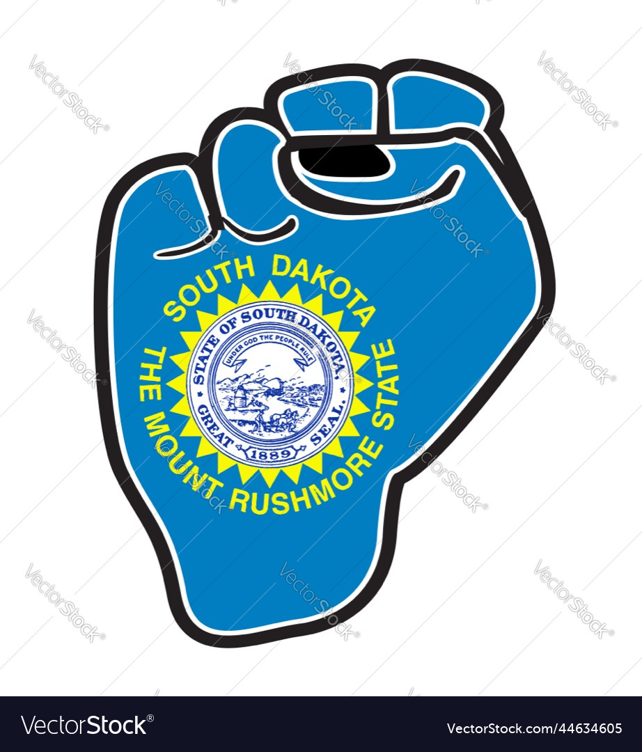 South dakota state flag power fist Royalty Free Vector Image