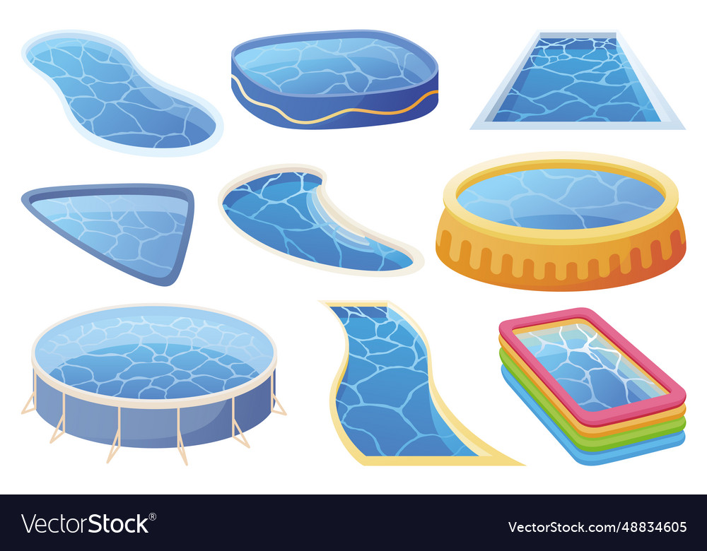 Swimming pool set isometric home icons