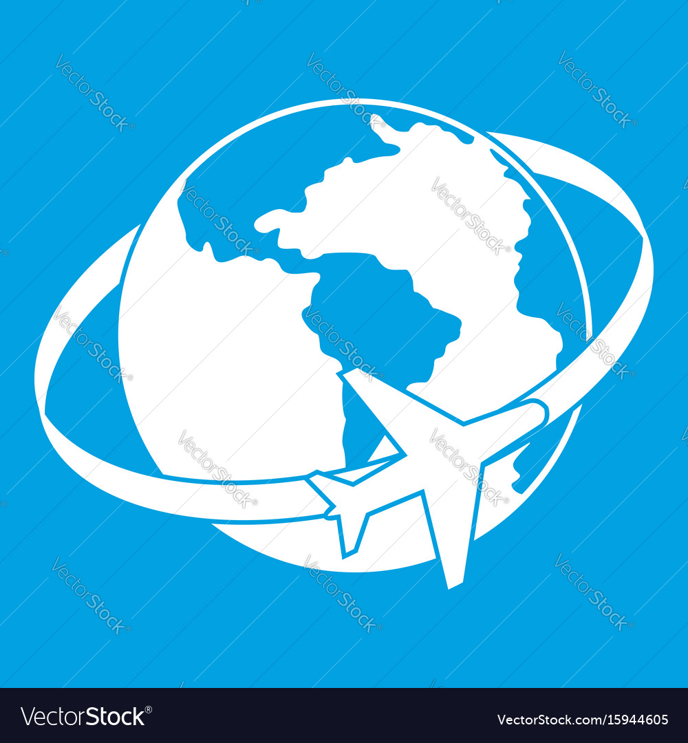 Travelling around the world icon white Royalty Free Vector