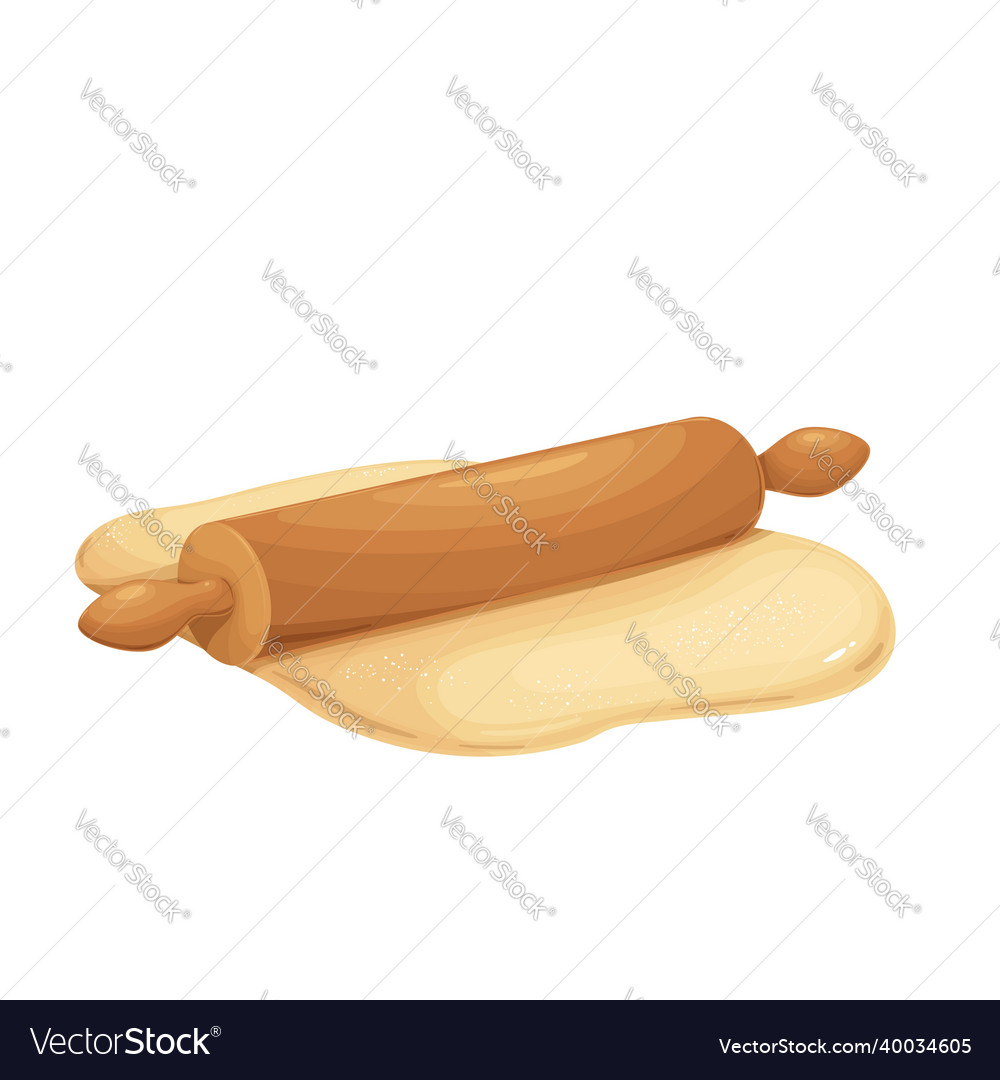 Wooden rolling pin and kneading dough Royalty Free Vector