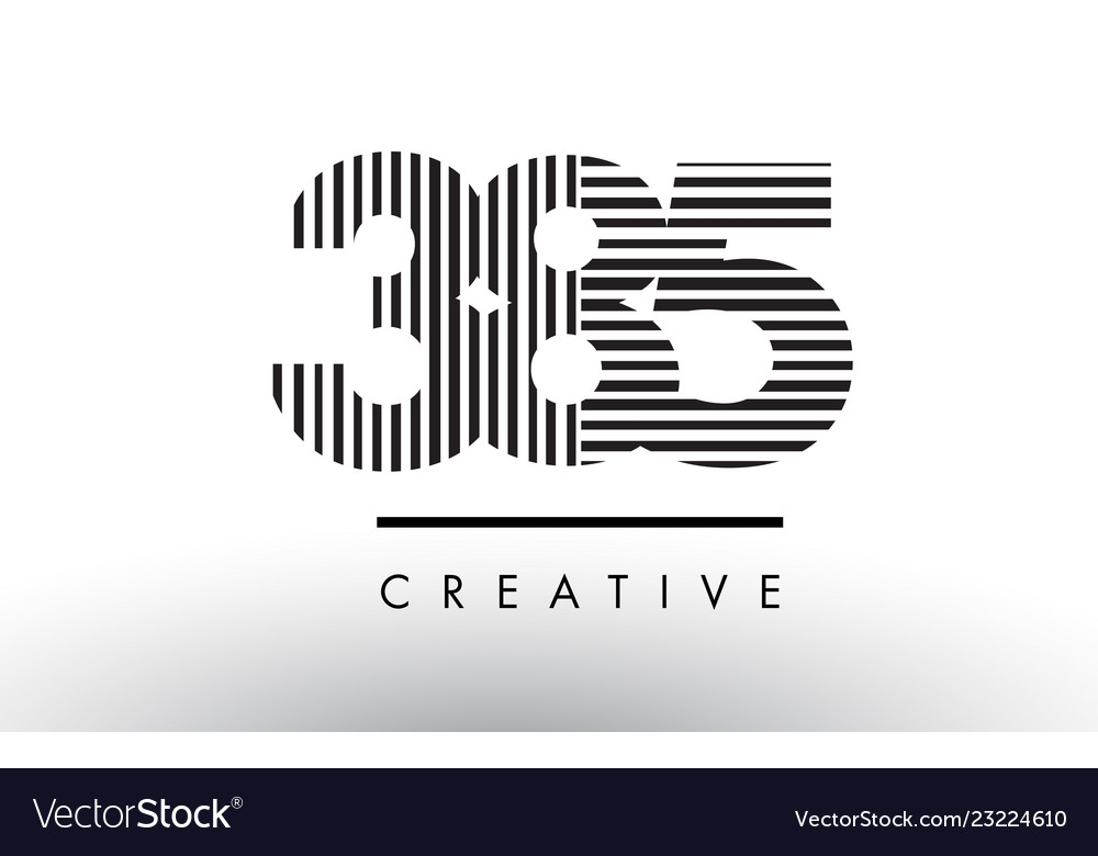 385 black and white lines number logo design