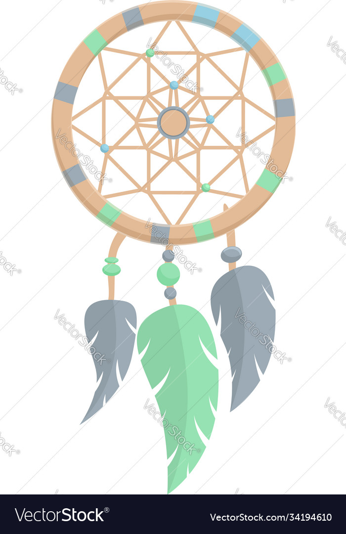 Amulet dream catcher icon, cartoon style, Stock vector