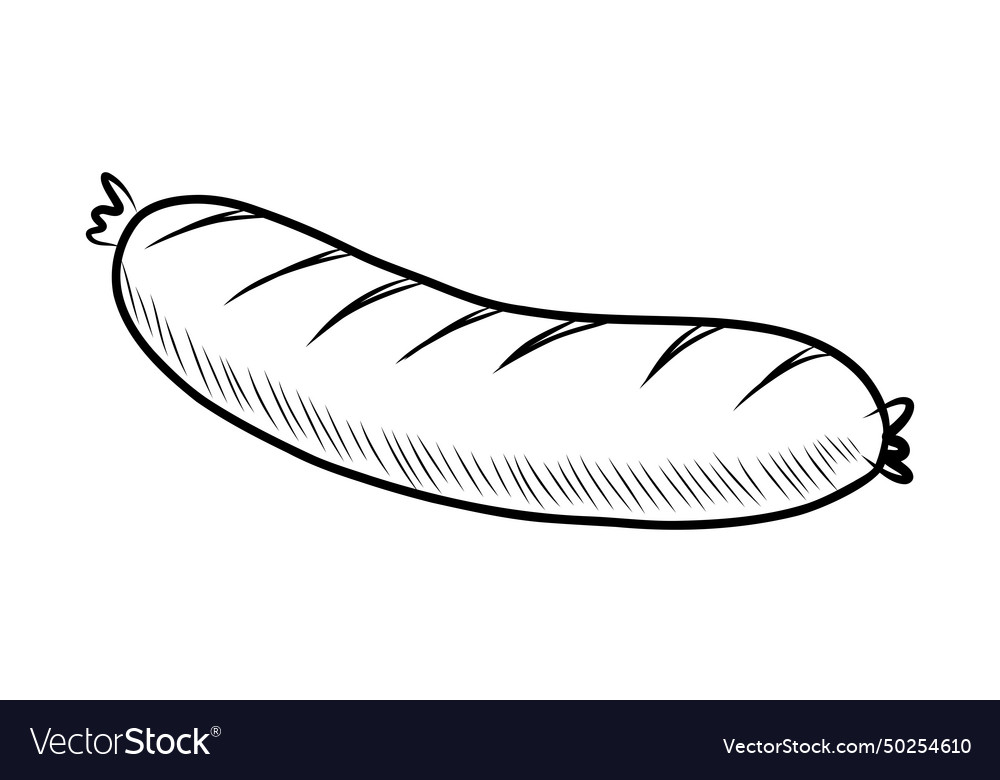Black and white drawing of a sausage