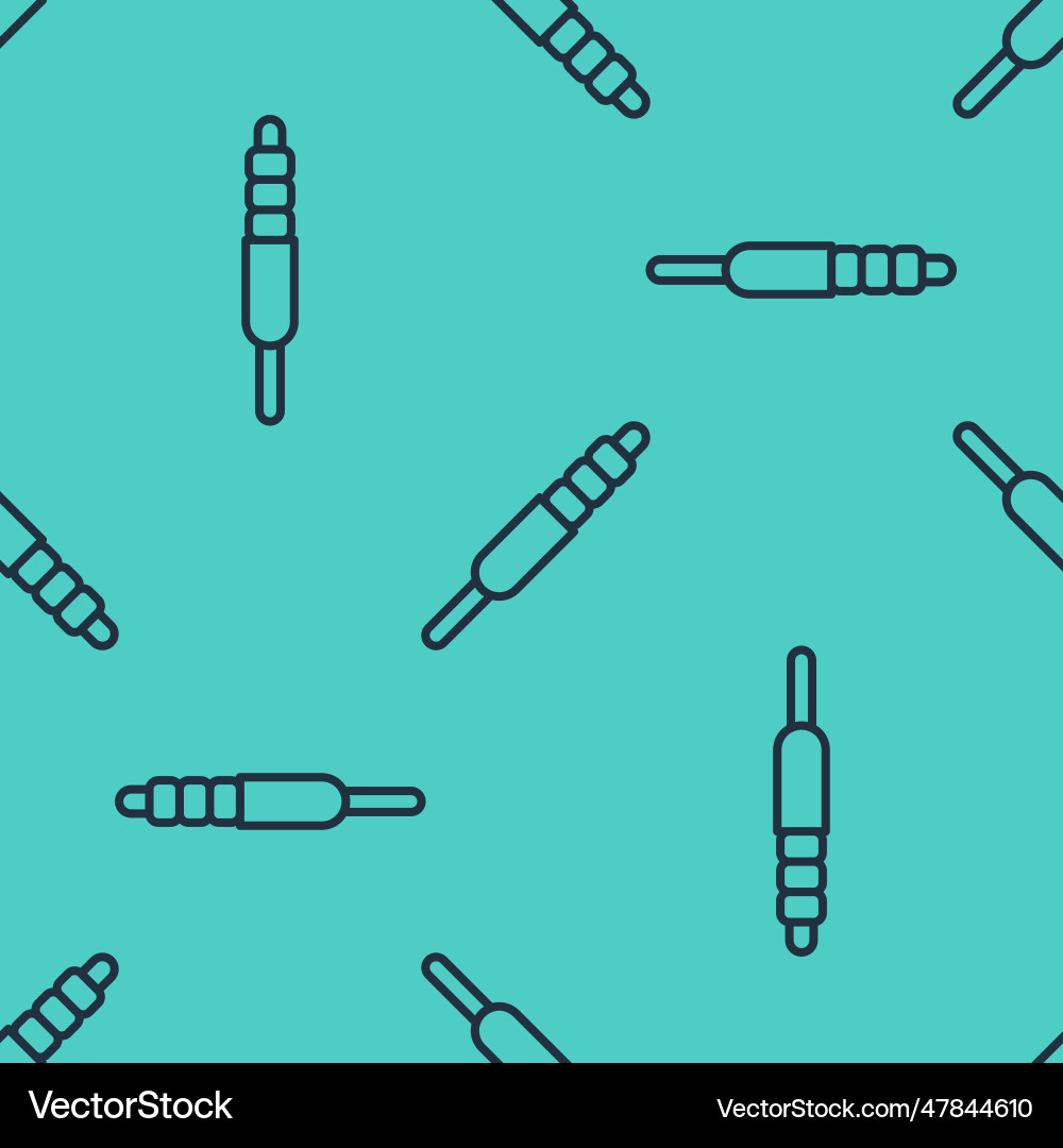 Black line audio jack icon isolated seamless Vector Image