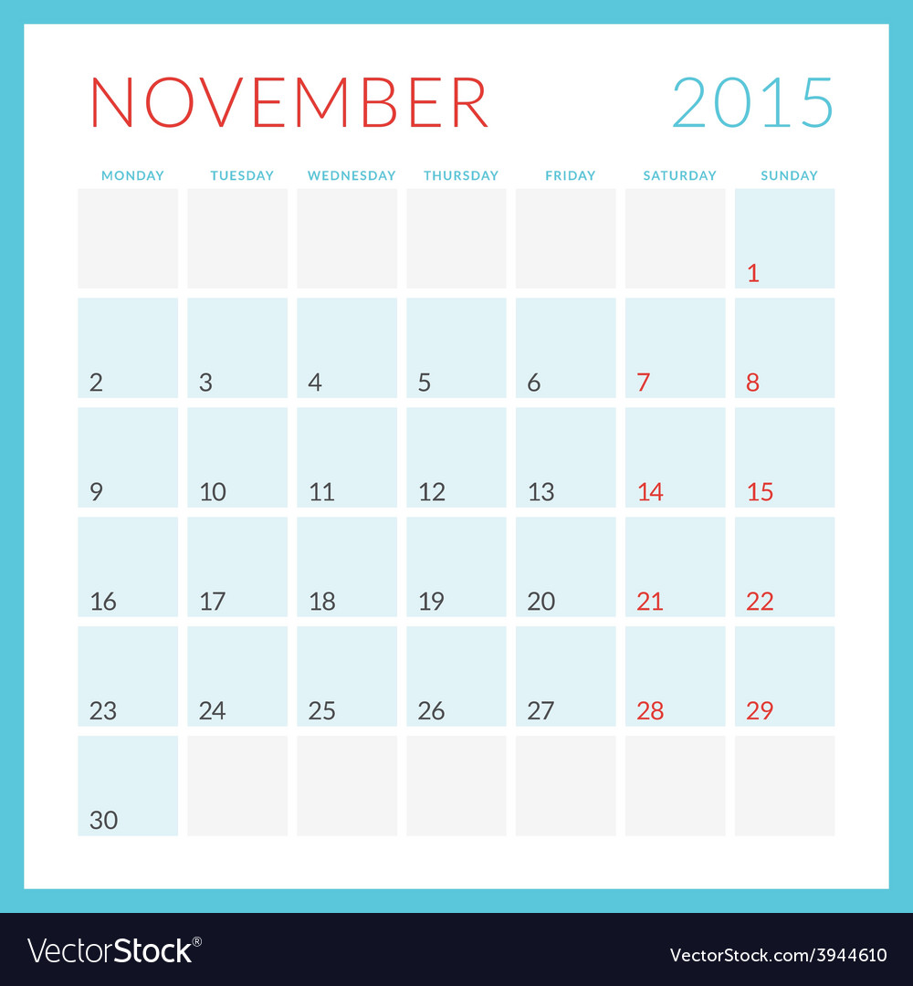calendar 2015 flat design template november week blank november calendar 2015