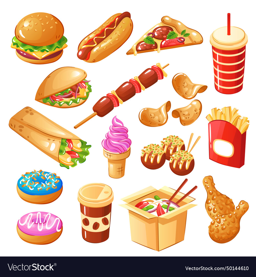 Fast food icons set