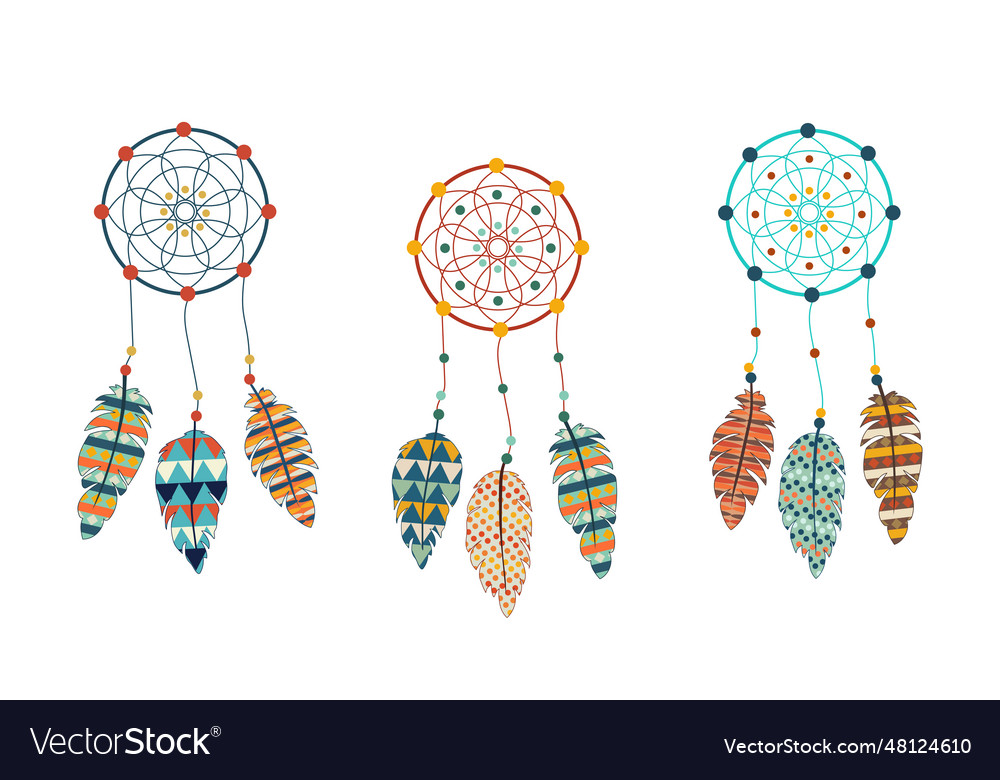 Native american indian dream catchers set mandala Vector Image